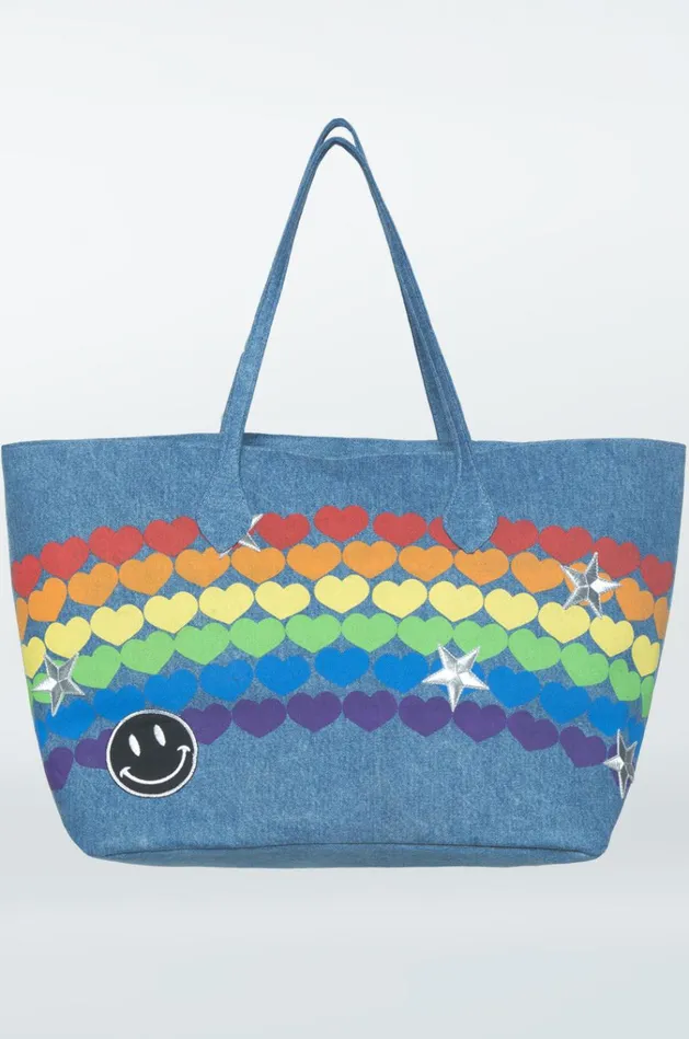Women039s X Exclusive X Jackie Rainbow Heart Hada Mada Denim Lauren Moshi Bags