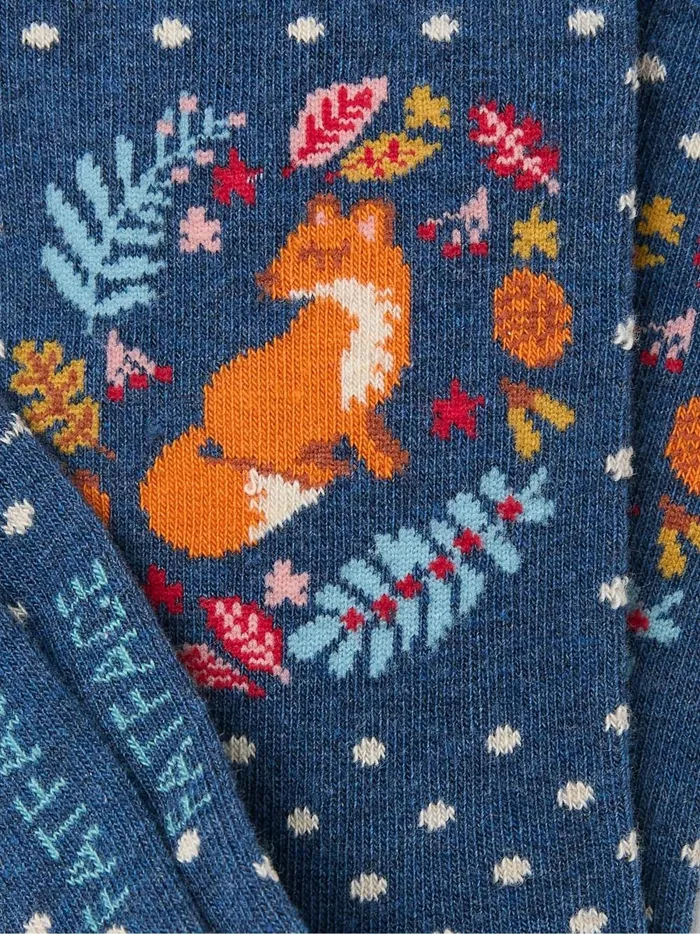 Women 3 For 2 Socks Fat Face Blue Fox Wreath Socks 1 Pack Size 47