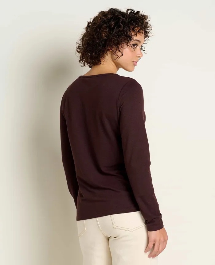 Women8217s Piru Long Sleeve Henley Carob Tops and TShirts ToadandCo