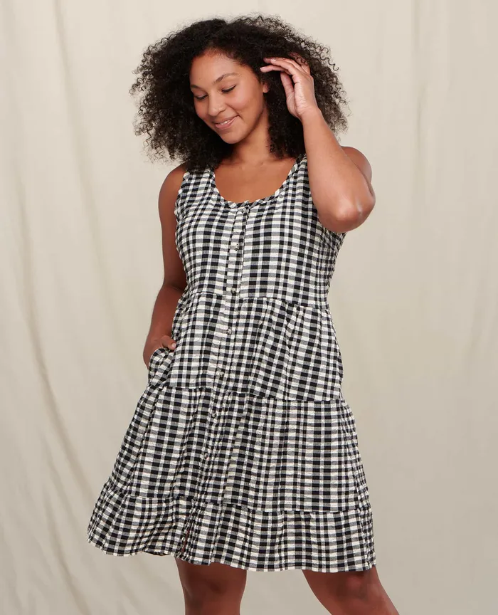Women8217s ToadandCo Manzana Tiered Sleeveless Dress Salt Gingham Dresses
