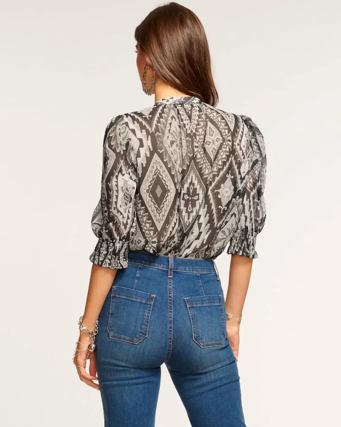 Women Adalynn Puff Sleeve Blouse Black Diamond Ramy Brook Tops Women Adalynn Puff Sleeve Blouse Black Diamond Ramy Brook Tops