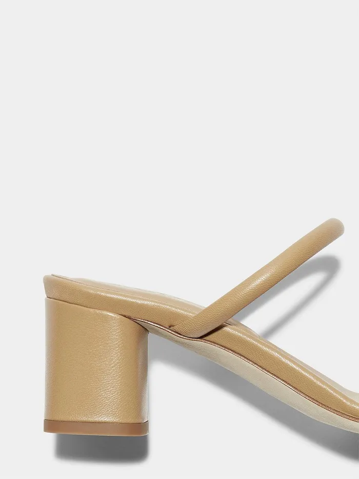 Women Aeyde ANNI Hazelnut Leather Heeled Slide Aeyde Heeled Sandals