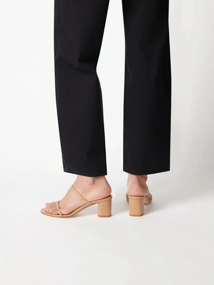Women Aeyde ANNI Hazelnut Leather Heeled Slide Aeyde Heeled Sandals