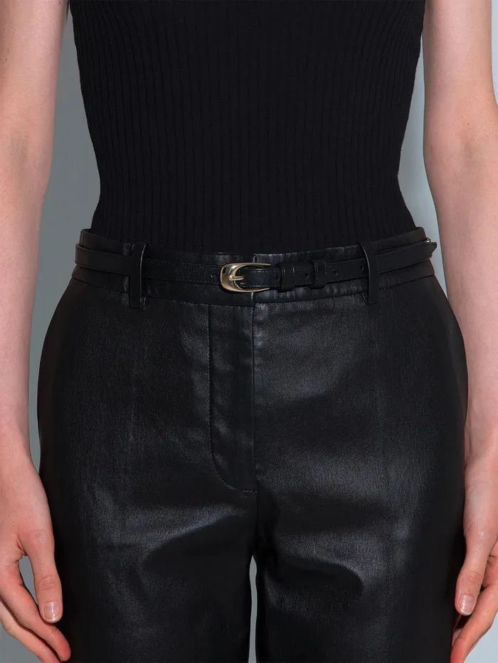Women Aeyde ELEANOR Black Gold Leather Belt Aeyde Belts