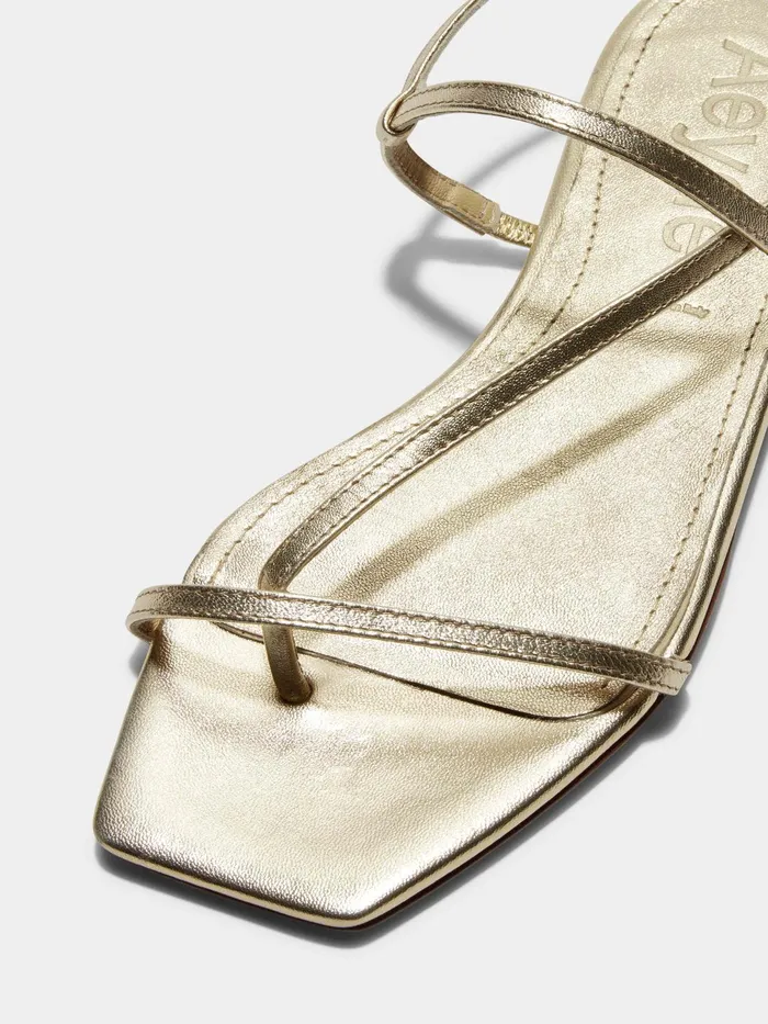 Women Aeyde ELLA Gold Leather Flat Sandal Aeyde Flat Sandals