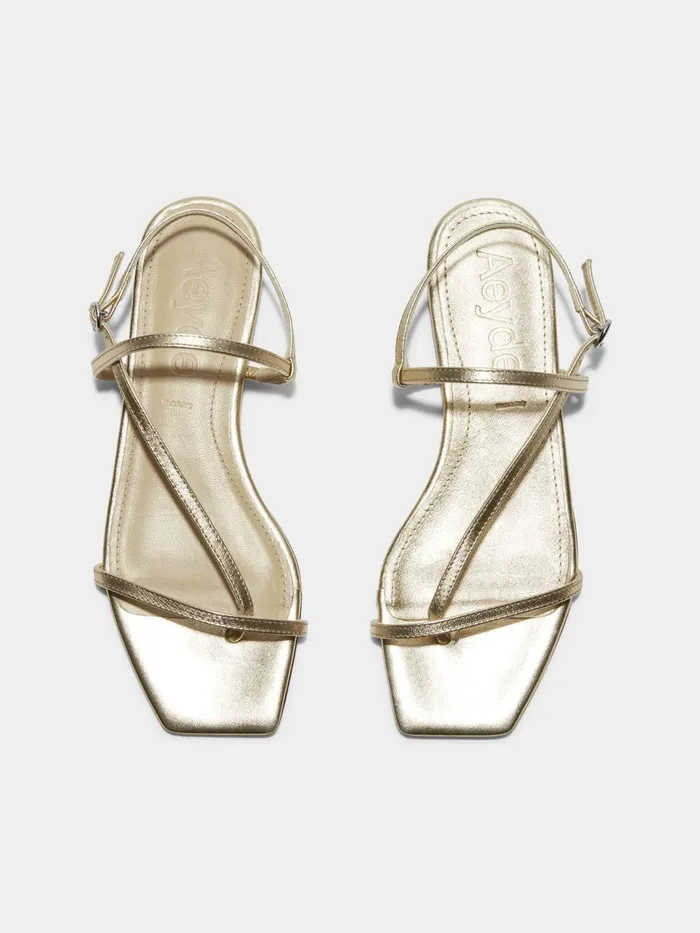 Women Aeyde ELLA Gold Leather Flat Sandal Aeyde Flat Sandals