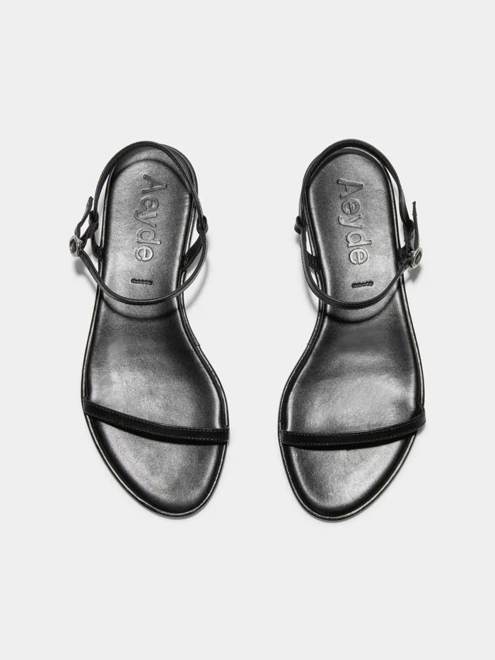 Women Aeyde NETTIE Black Nappa Flat Sandal Aeyde Flat Sandals