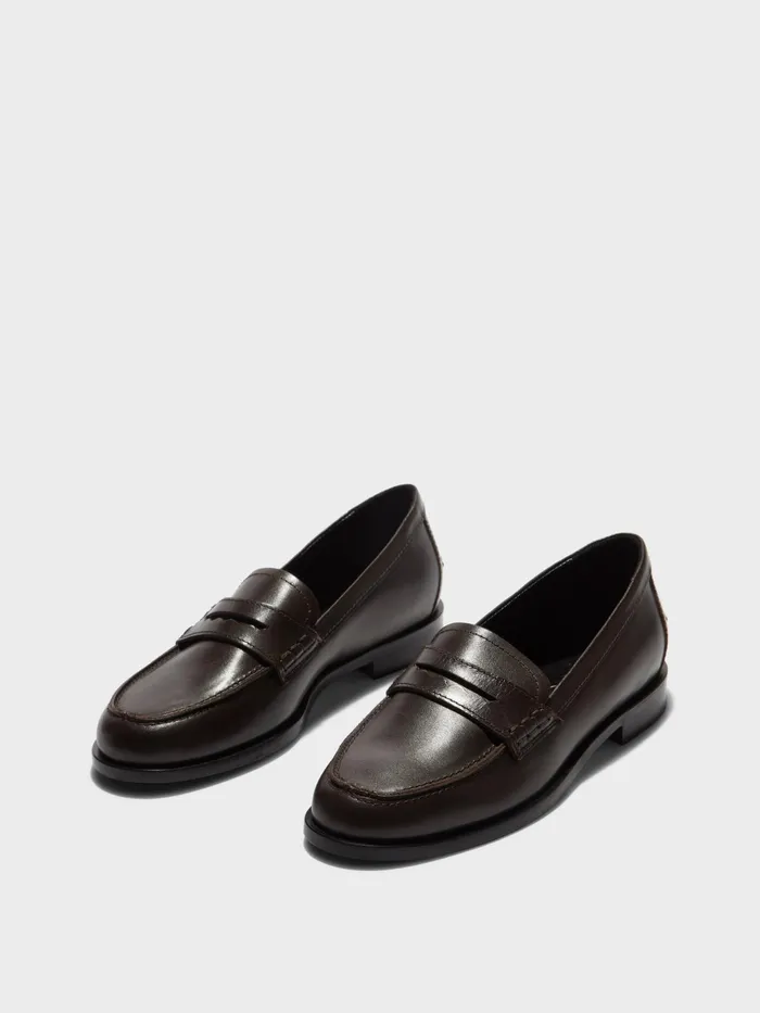 Women Aeyde OSCAR Moka Penny Loafer Aeyde Flats