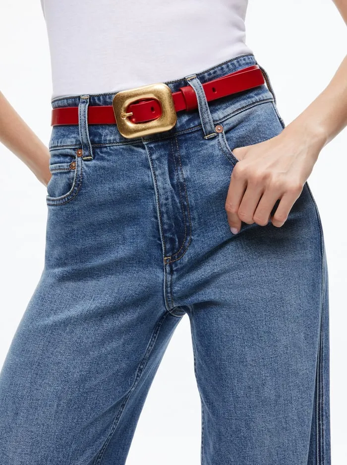 Women Alice Olivia Letty Buckle Belt Bright Rubygold