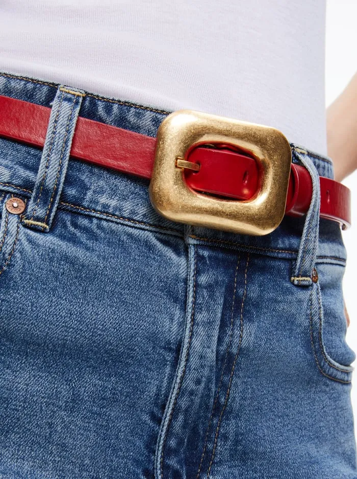 Women Alice Olivia Letty Buckle Belt Bright Rubygold