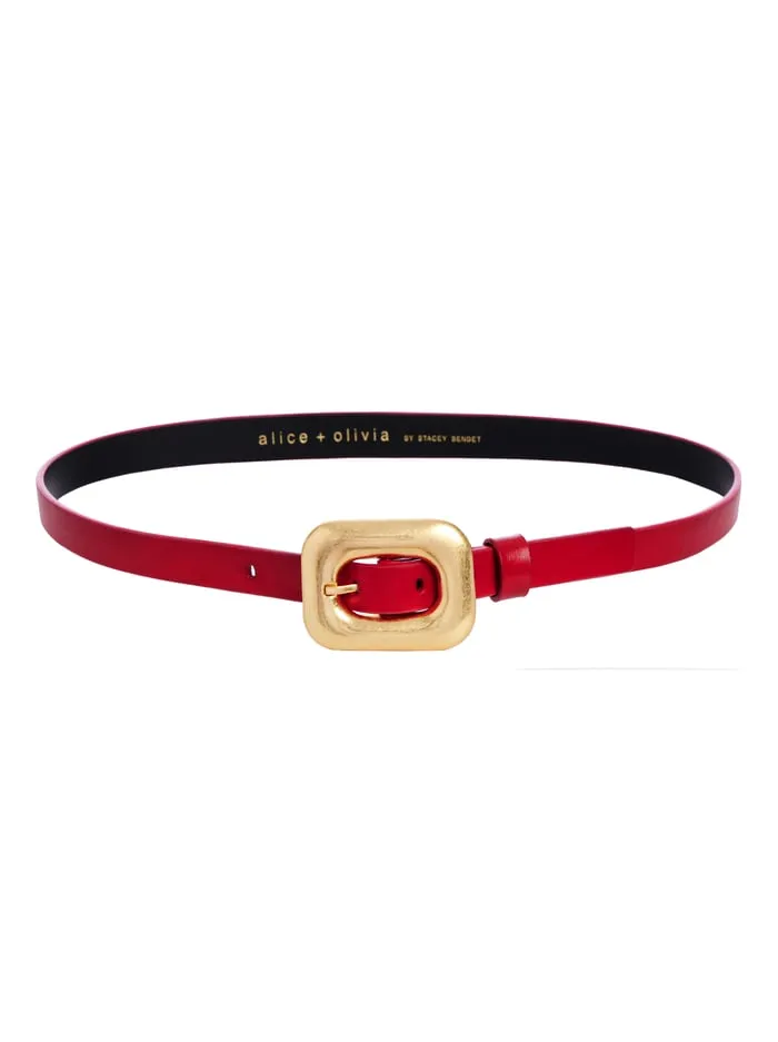 Women Alice Olivia Letty Buckle Belt Bright Rubygold
