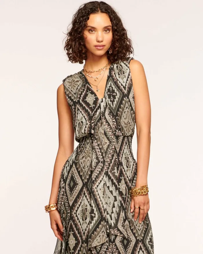 Women Amara VNeck Midi Dress Black Diamond Ramy Brook Dresses Women Amara VNeck Midi Dress Black Diamond Ramy Brook Dresses