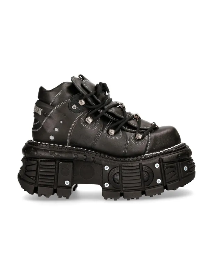 Women Ankle Boot Black Imperfect With Laces MTank106C4 New Rock Platform Women Ankle Boot Black Imperfect With Laces MTank106C4 New Rock Platform