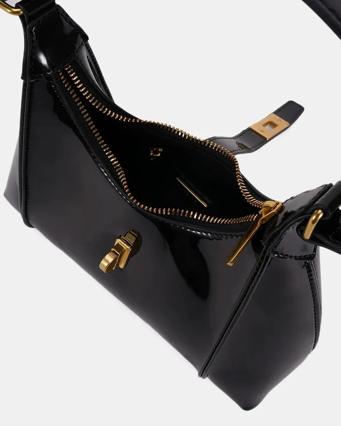 Women ARABESQUE Black Patent SHOULDER BAG Cross Body Bags NOVO Shoes