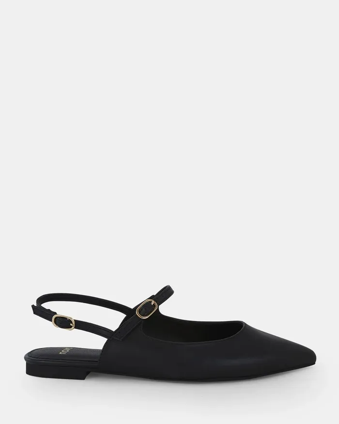 Women Ballet Flats NOVO Shoes CHARVI BLACK Slip Ons