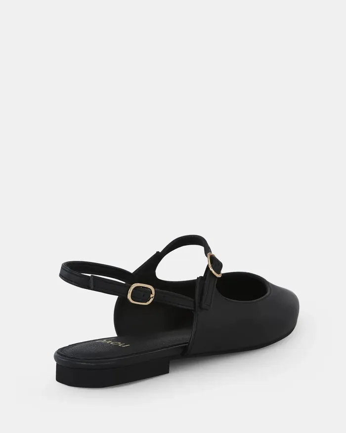 Women Ballet Flats NOVO Shoes CHARVI BLACK Slip Ons