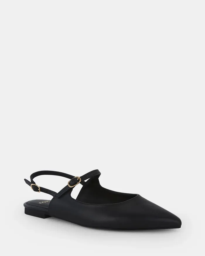 Women Ballet Flats NOVO Shoes CHARVI BLACK Slip Ons