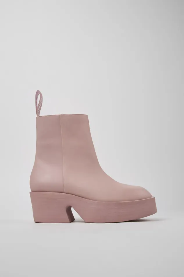 Women Billie Pink Leather Boots Camper Ankle Boots Women Billie Pink Leather Boots Camper Ankle Boots