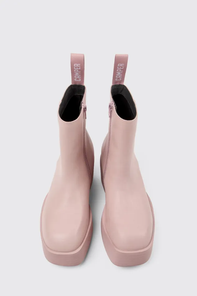Women Billie Pink Leather Boots Camper Ankle Boots Women Billie Pink Leather Boots Camper Ankle Boots