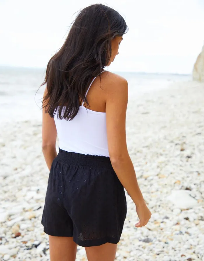Women Black Broderie Detail Beach CoverUp Shorts Threadbare Shorts Women Black Broderie Detail Beach CoverUp Shorts Threadbare Shorts