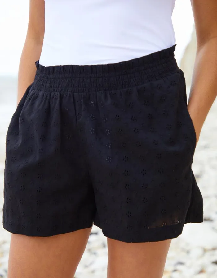 Women Black Broderie Detail Beach CoverUp Shorts Threadbare Shorts Women Black Broderie Detail Beach CoverUp Shorts Threadbare Shorts