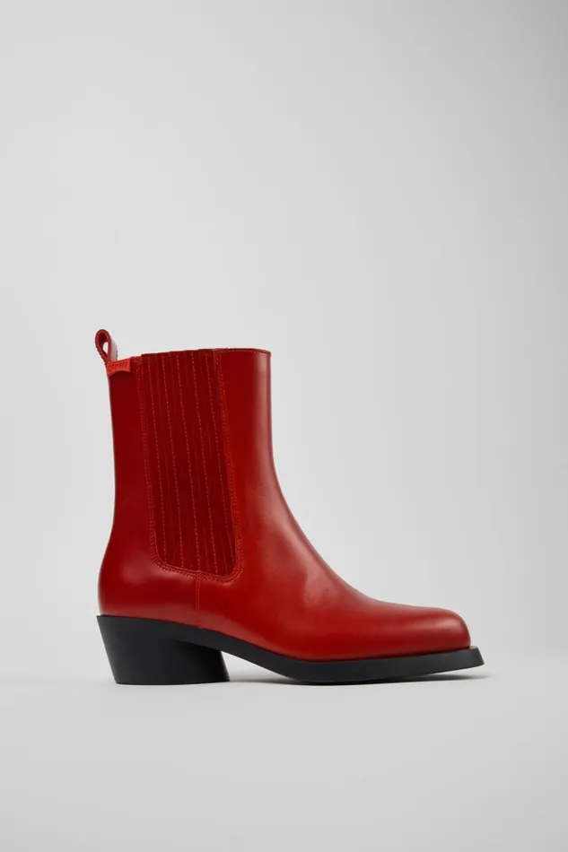 Women Bonnie Red Leather Boots Camper Ankle Boots Women Bonnie Red Leather Boots Camper Ankle Boots