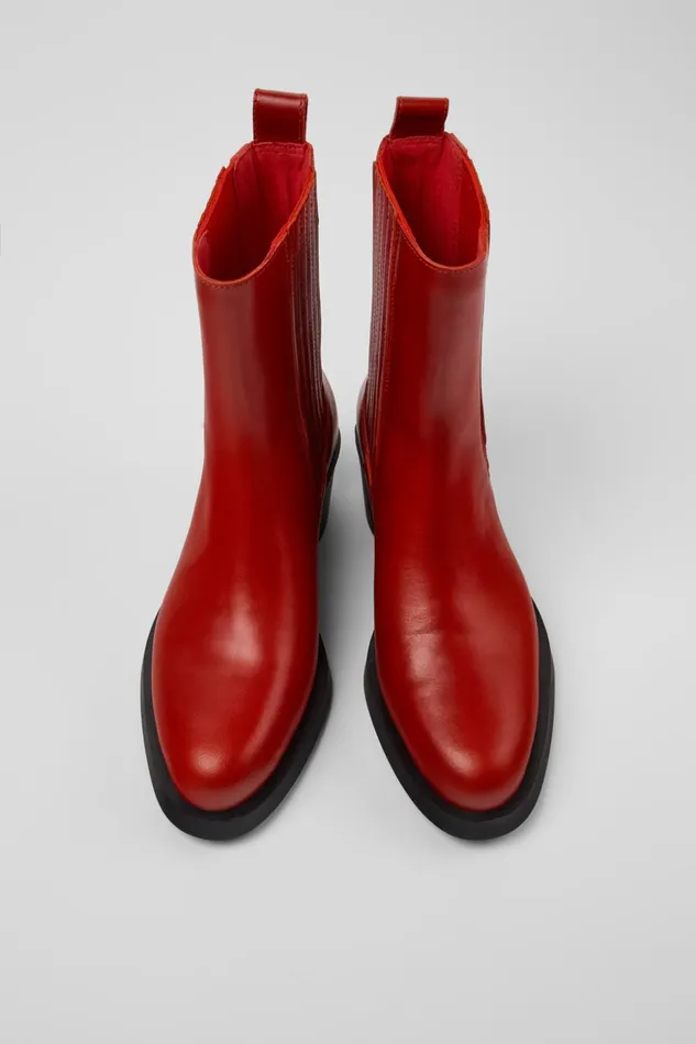 Women Bonnie Red Leather Boots Camper Ankle Boots Women Bonnie Red Leather Boots Camper Ankle Boots