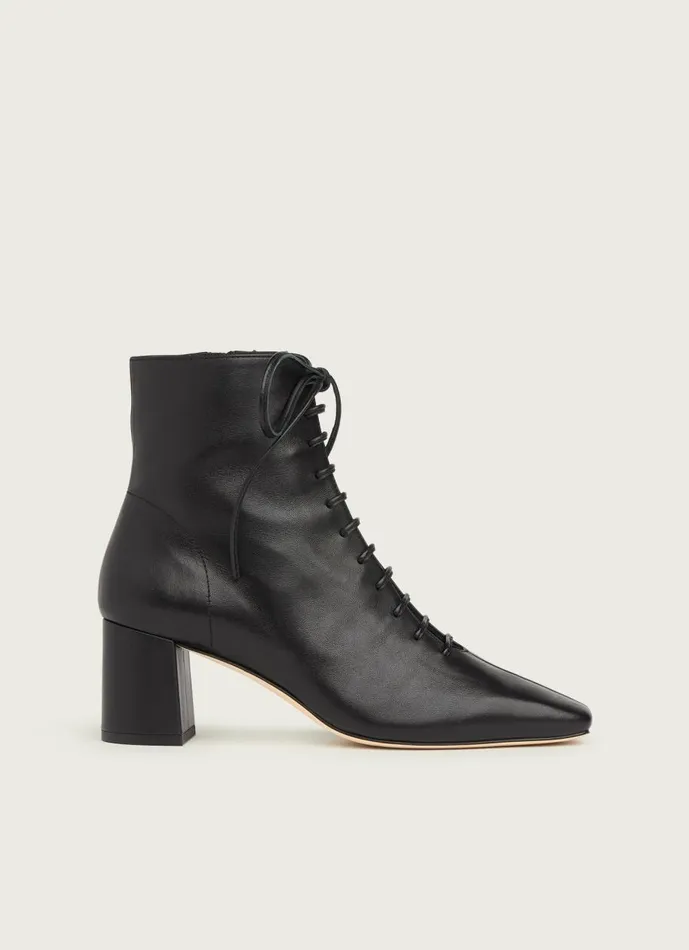 Women Boots LKBennett Arabella Black Leather LaceUp Ankle Boots Black