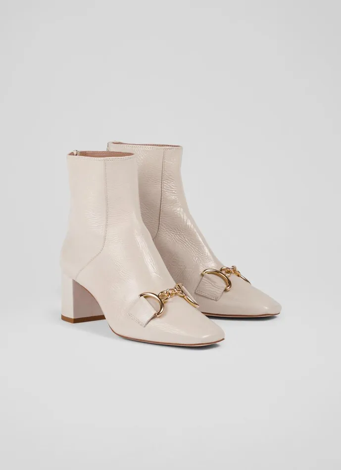 Women Boots LKBennett Nadina Ecru Crinkle Patent Ankle Boots Ecru Women Boots LKBennett Nadina Ecru Crinkle Patent Ankle Boots Ecru