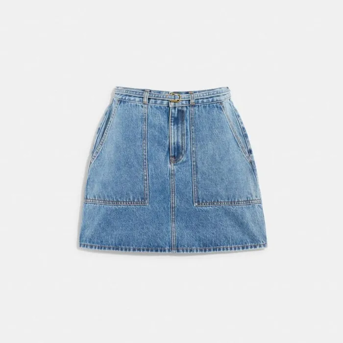 Women Bottoms Coach Denim Skirt Blue