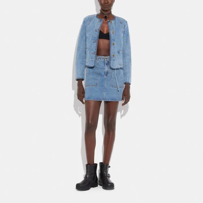 Women Bottoms Coach Denim Skirt Blue