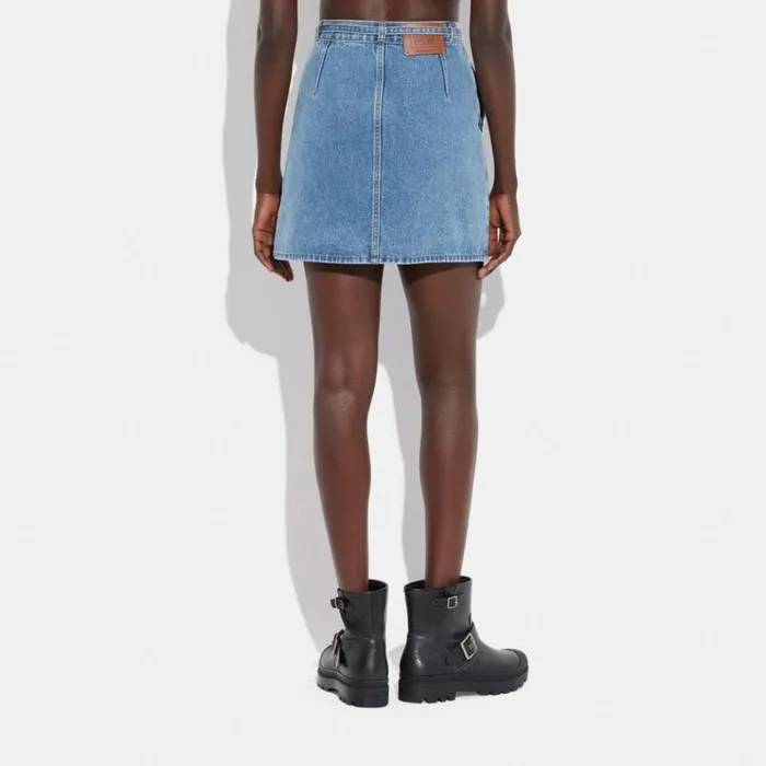 Women Bottoms Coach Denim Skirt Blue