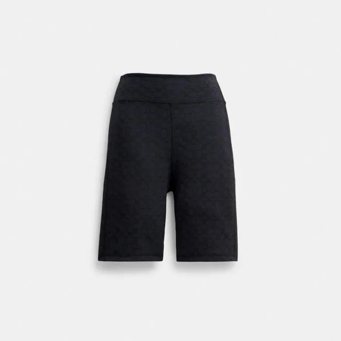 Women Bottoms Coach Signature Biker Shorts Charcoal Signature