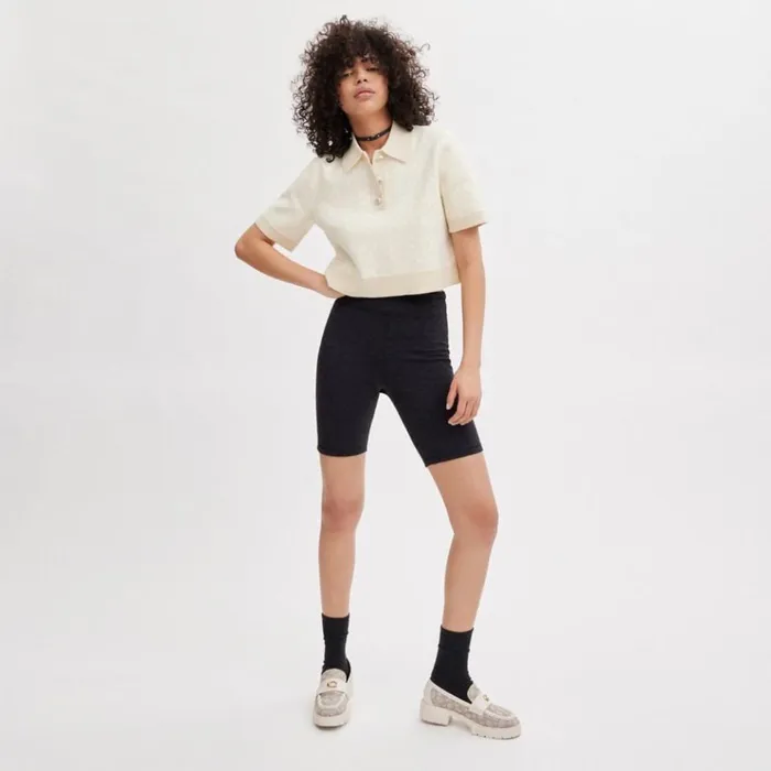 Women Bottoms Coach Signature Biker Shorts Charcoal Signature