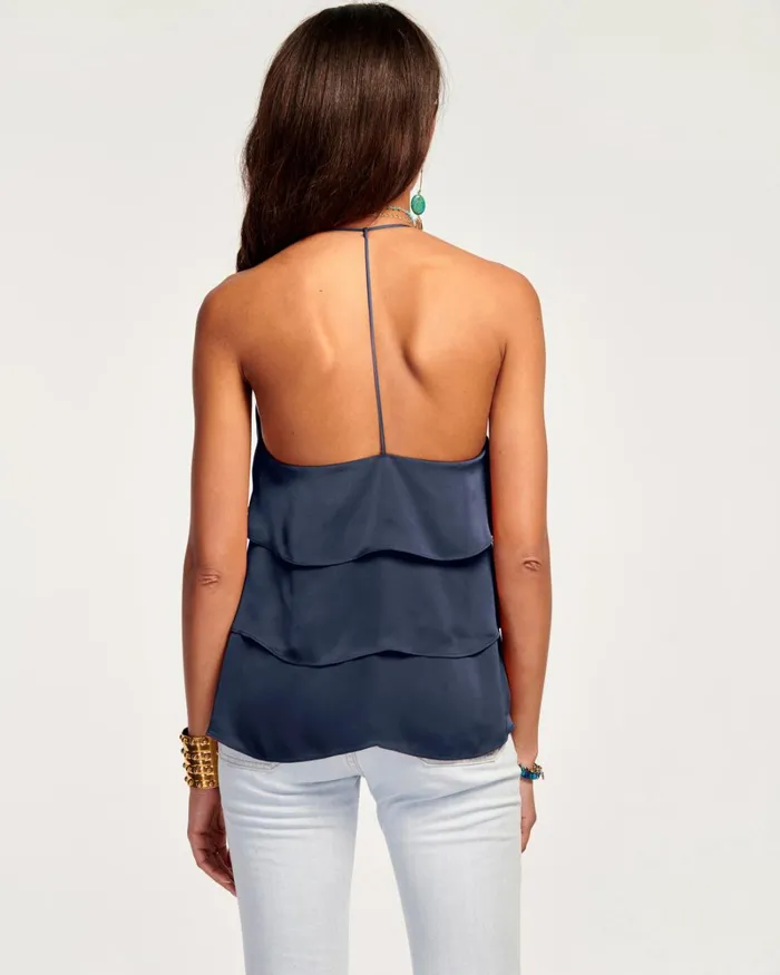 Women Brittany Ruffle Tank Top Navy Ramy Brook Tops Women Brittany Ruffle Tank Top Navy Ramy Brook Tops