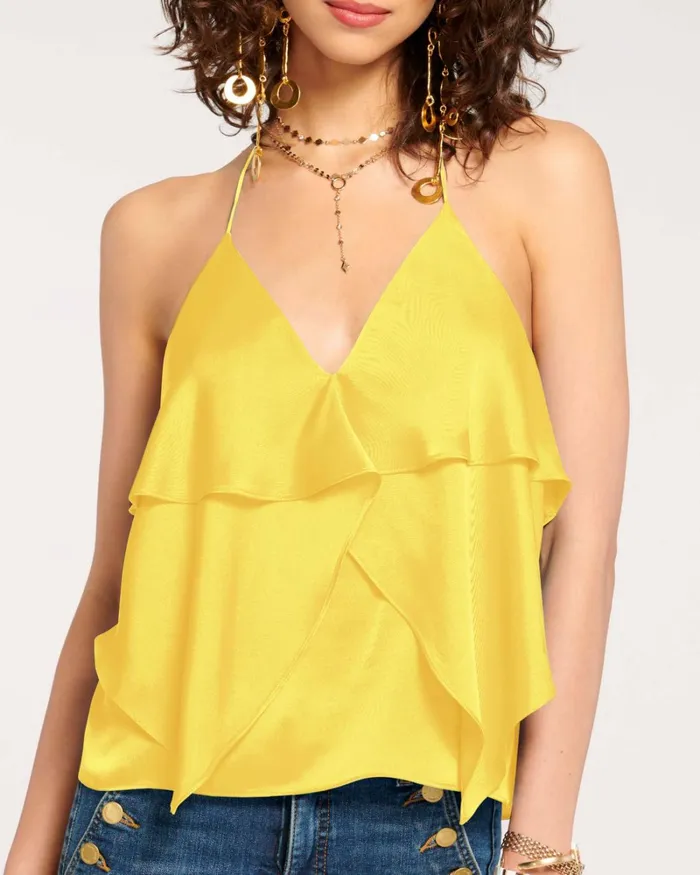 Women Brittany Ruffle Tank Top Navy Ramy Brook Tops Women Brittany Ruffle Tank Top Navy Ramy Brook Tops