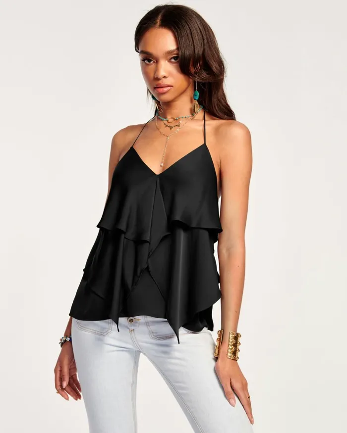Women Brittany Ruffle Tank Top Navy Ramy Brook Tops Women Brittany Ruffle Tank Top Navy Ramy Brook Tops