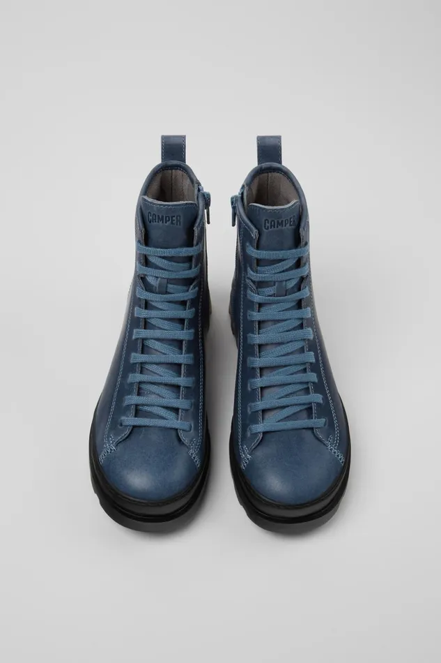 Women Brutus Blue Leather Boots Camper Ankle Boots Women Brutus Blue Leather Boots Camper Ankle Boots