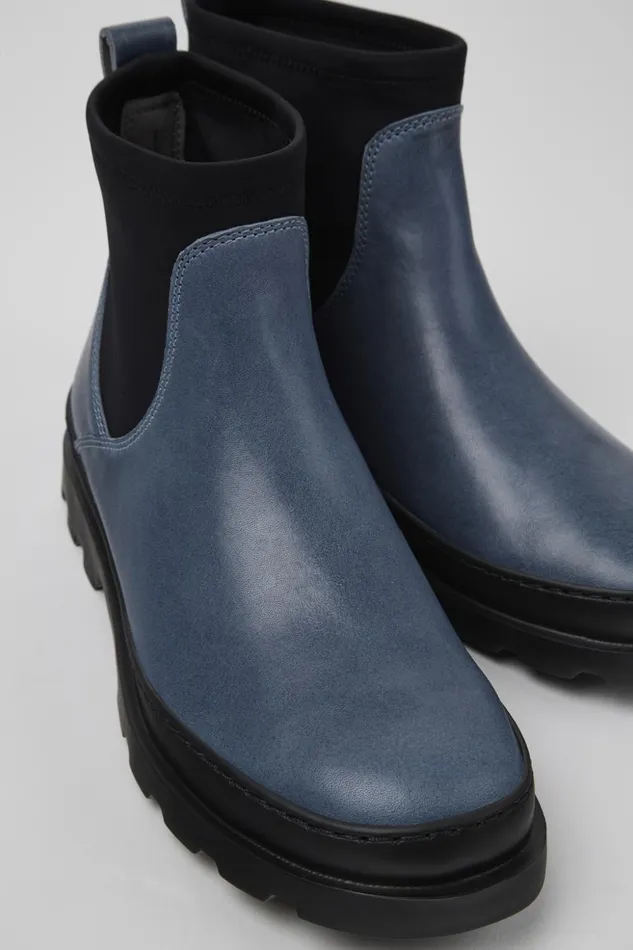 Women Brutus Gray Leather And Textile Ankle Boots Camper Ankle Boots