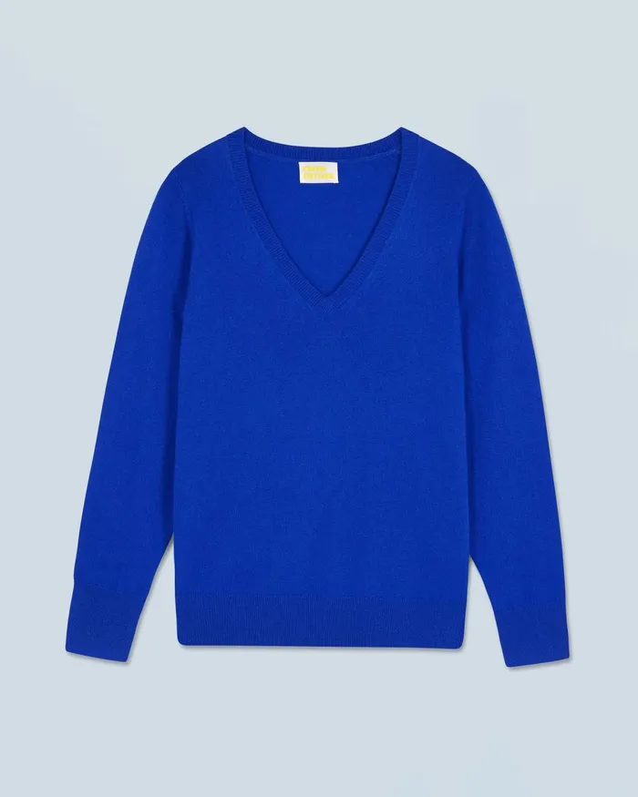 Women Cashmere Sweaters From Future Basic VNeck Sweater Popblue
