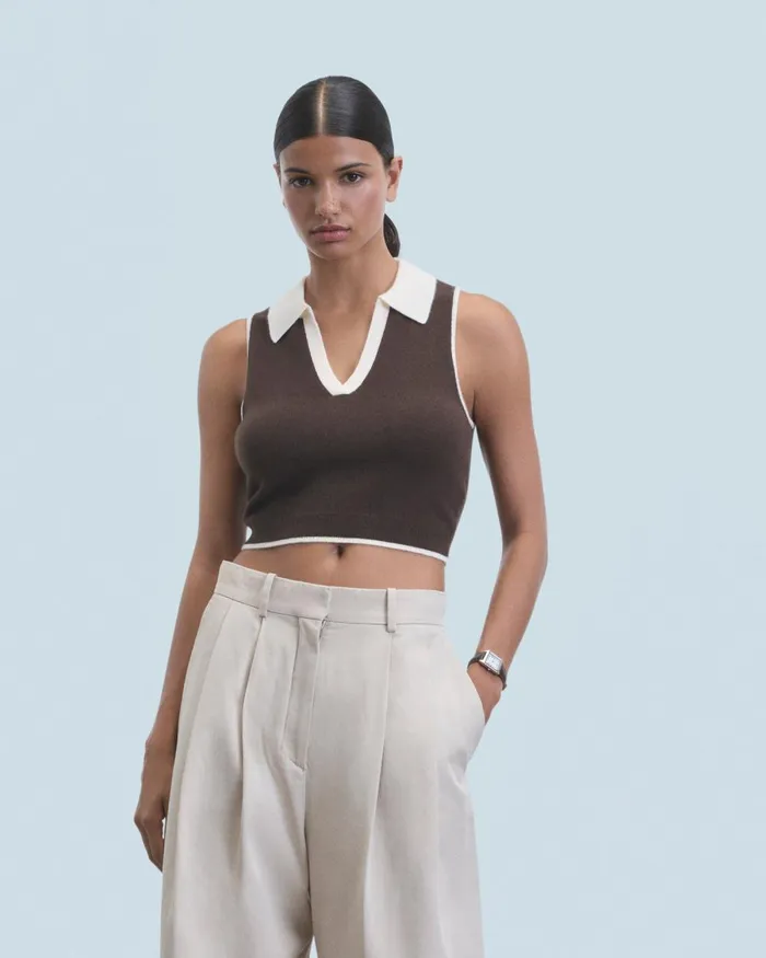 Women Cashmere Sweaters From Future Bicolor Sleeveless Sweater Chocolate