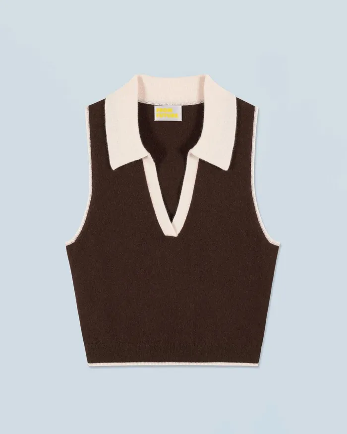 Women Cashmere Sweaters From Future Bicolor Sleeveless Sweater Chocolate