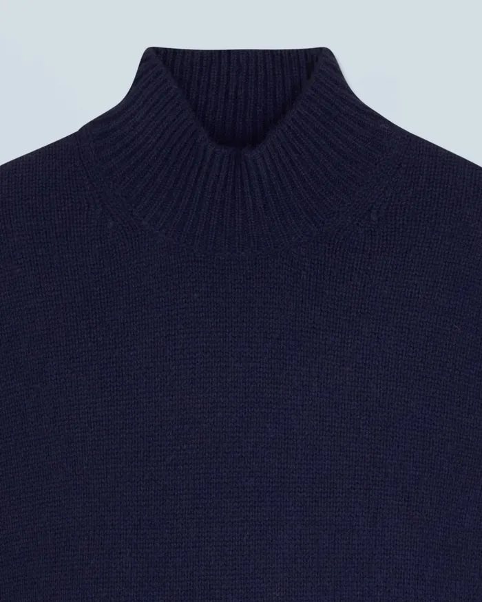 Women Cashmere Sweaters From Future Oversized Mock Neck Sweater Navy