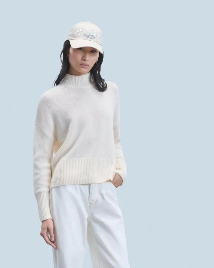Women Cashmere Sweaters From Future Oversized Mock Neck Sweater Navy
