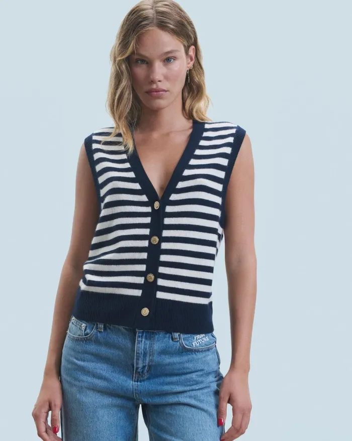 Women Cashmere Sweaters From Future Sleeveless Sweater Navy