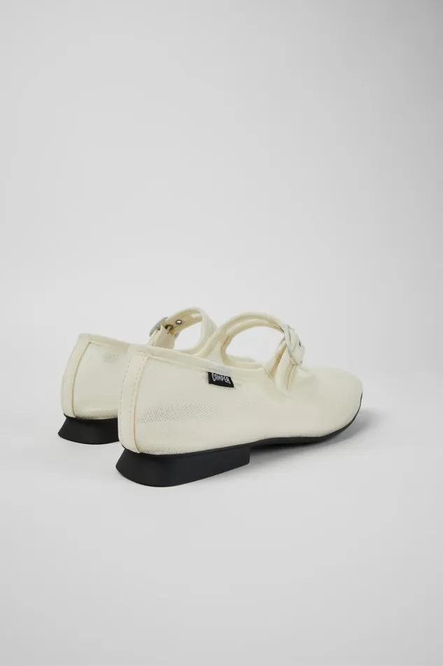 Women Casi Myra White Textile Mary Jane Camper Ballerinas Women Casi Myra White Textile Mary Jane Camper Ballerinas