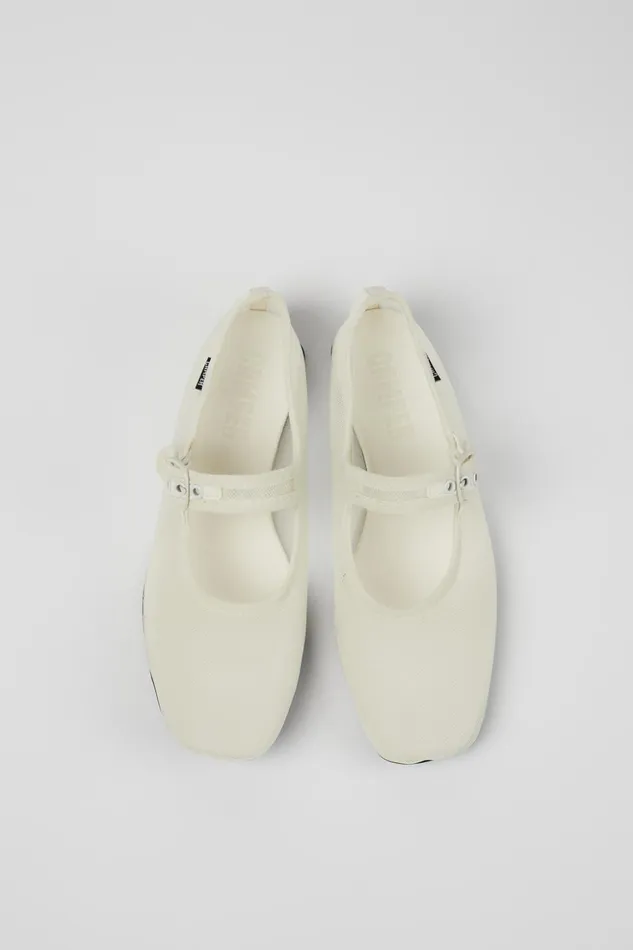 Women Casi Myra White Textile Mary Jane Camper Ballerinas Women Casi Myra White Textile Mary Jane Camper Ballerinas
