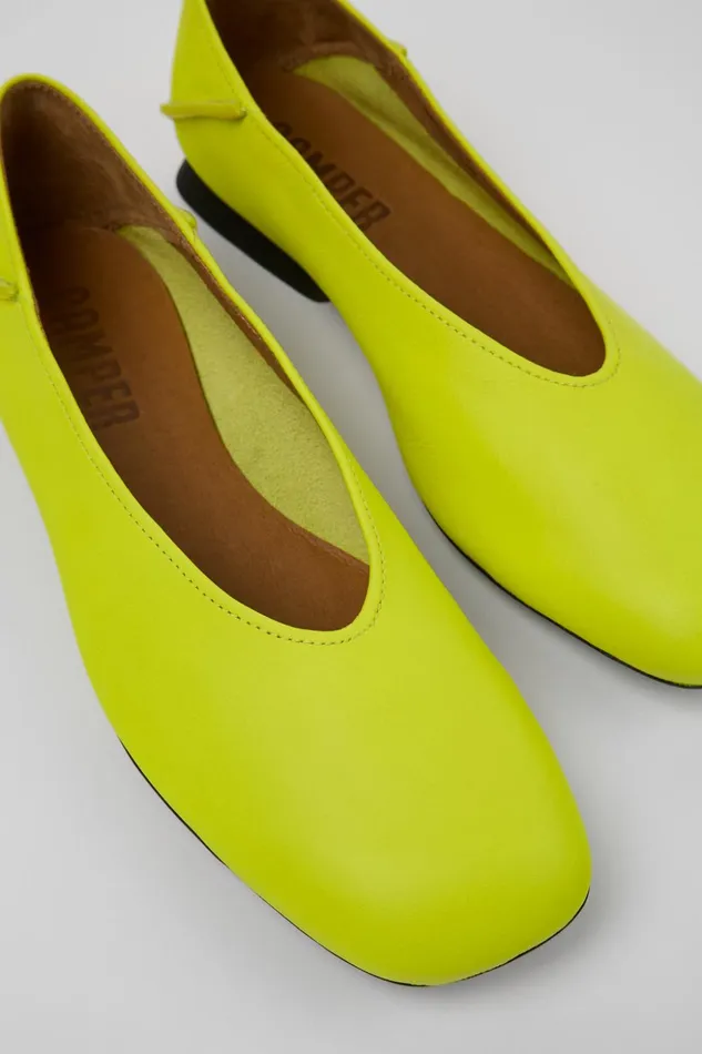 Women Casi Myra Yellow Leather Ballerinas Camper Ballerinas