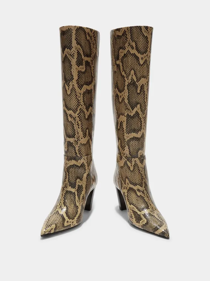 Women Cecilia SnakeEffect Leather KneeHigh Boots Aeyde KneeHigh Boots