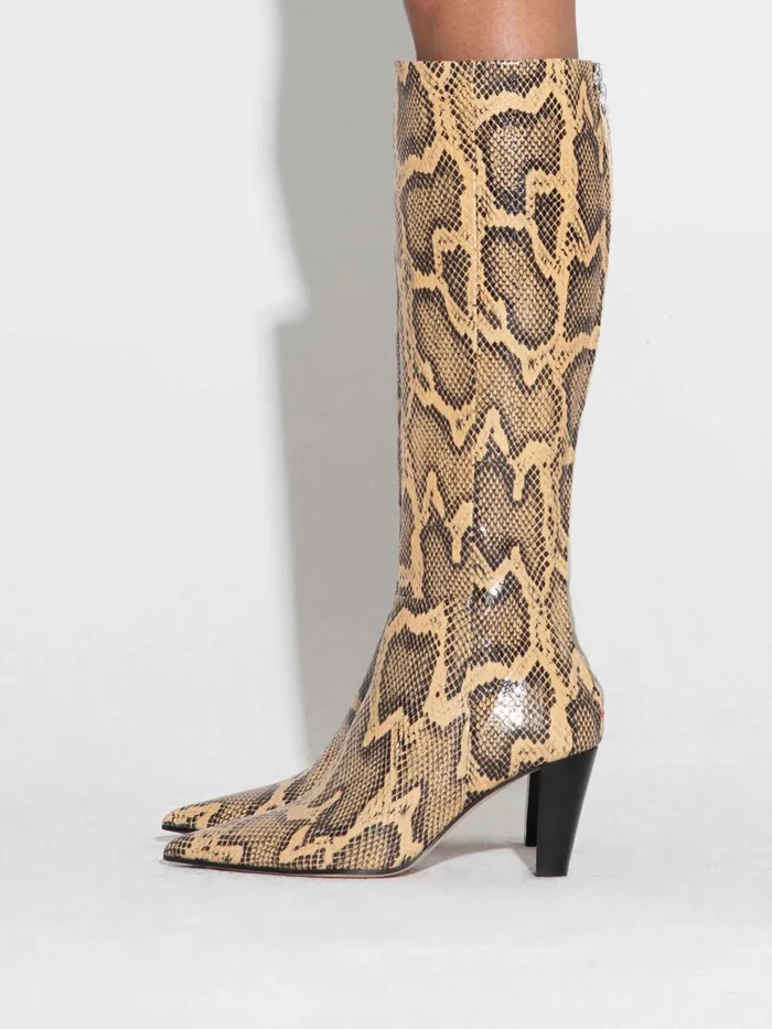 Women Cecilia SnakeEffect Leather KneeHigh Boots Aeyde KneeHigh Boots